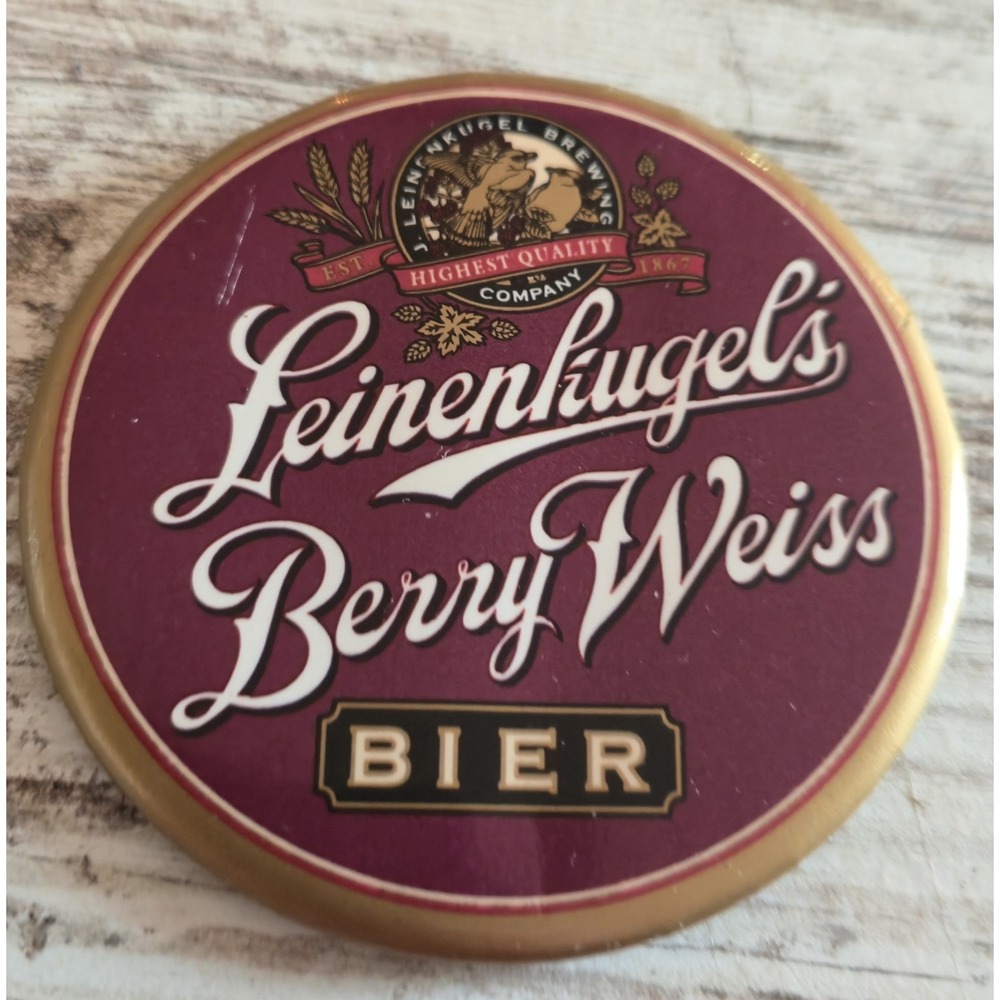Vintage Leinenkugel's Berry Weiss Pinback Button Wisconsin Beer Pin 3 Inch